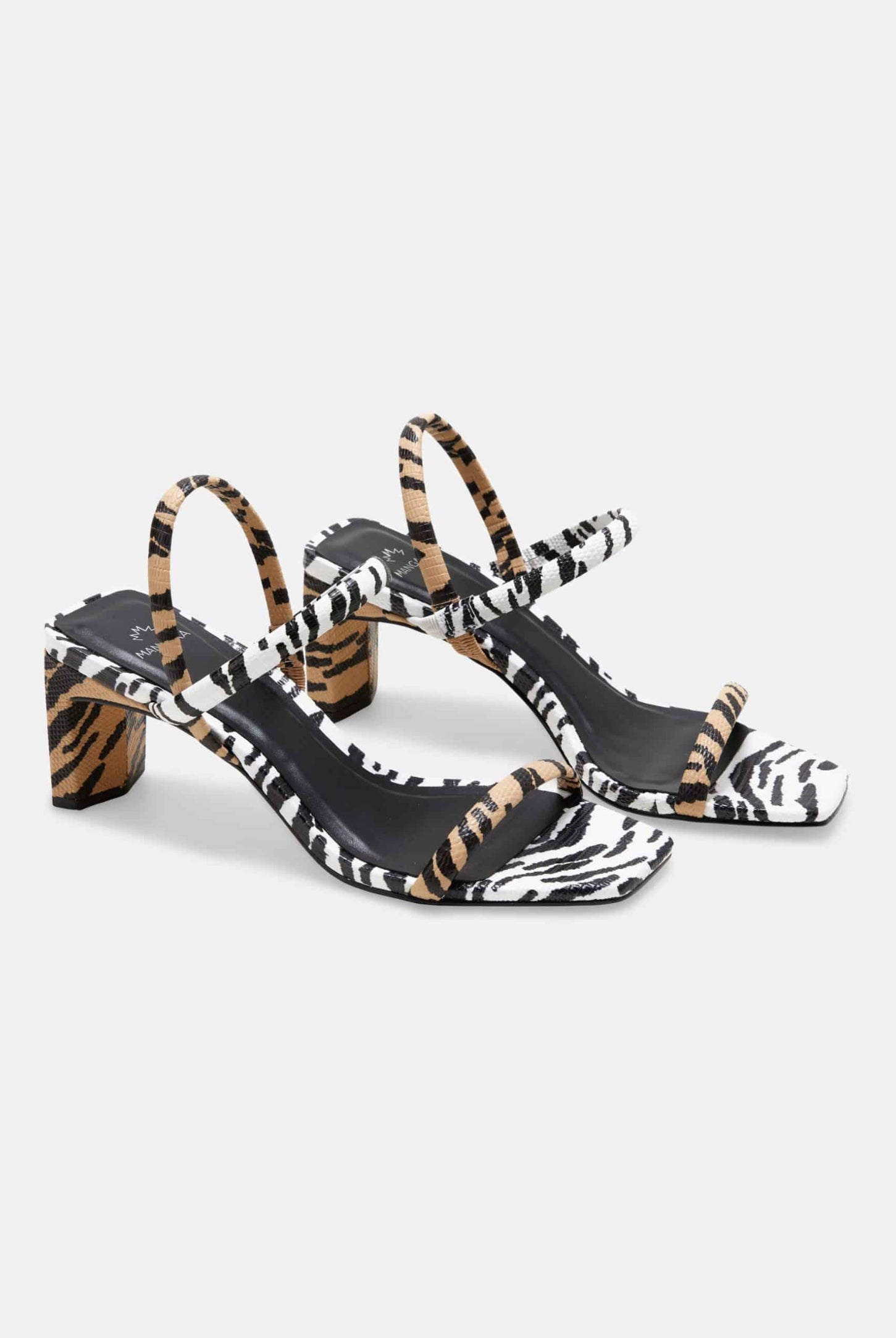 Mangará Women's Palmito Mules Goat Leather - 6.5cm Block Heel - Animal Print -Tiger