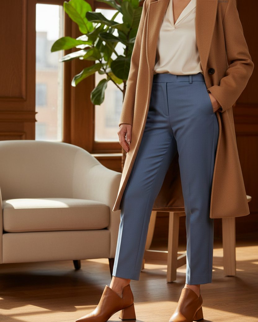 Maranta Caramel Leather Ankle Boots – Pointed Toe, 6.3cm Flared Heel — AI-generated editorial photo