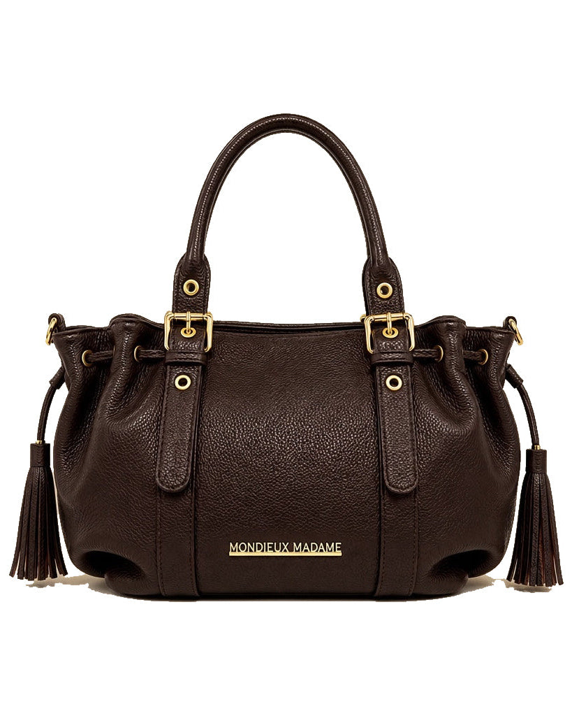 Mondieux Madame Flo leather bag in dark choco, still product view