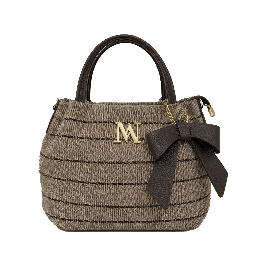 Mondieux Madame Fonta woven bag in dark choco, still product view