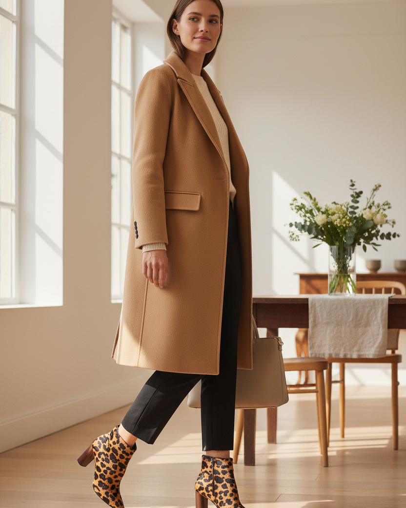 Sapucaia Leopard Print Calf Hair Ankle Boots – 8.4cm Wooden Heel — AI-generated editorial photo