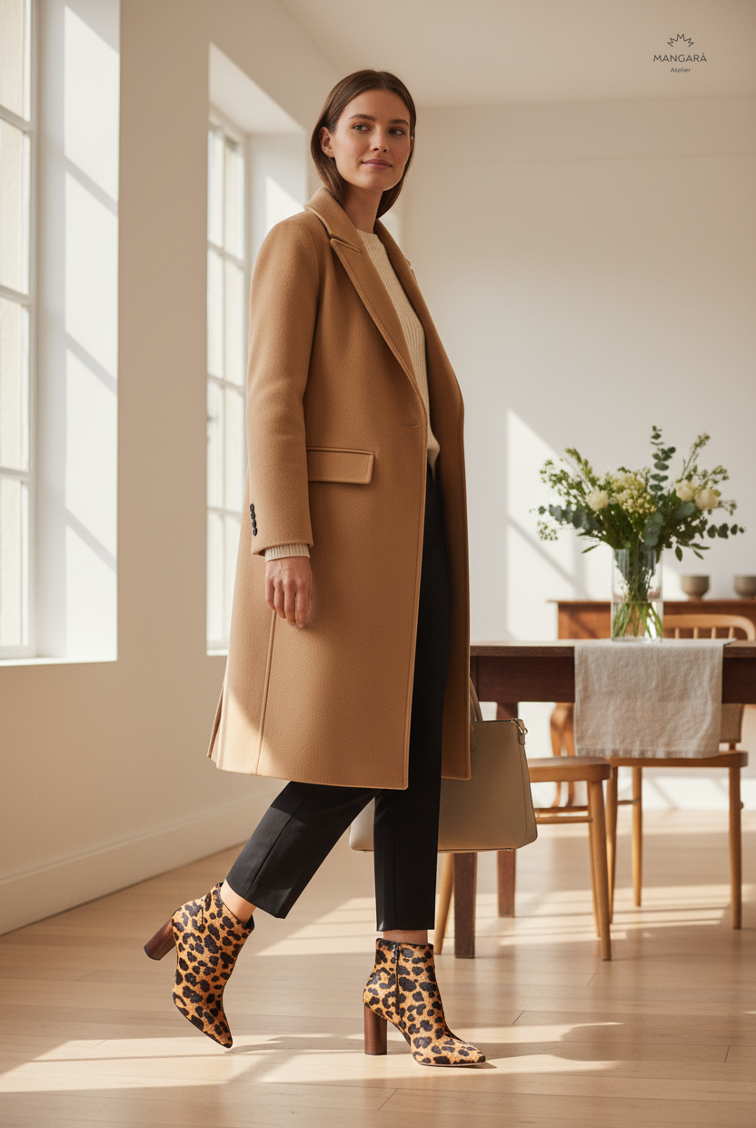 Sapucaia Leopard Print Calf Hair Ankle Boots – 8.4cm Wooden Heel — AI-generated editorial photo