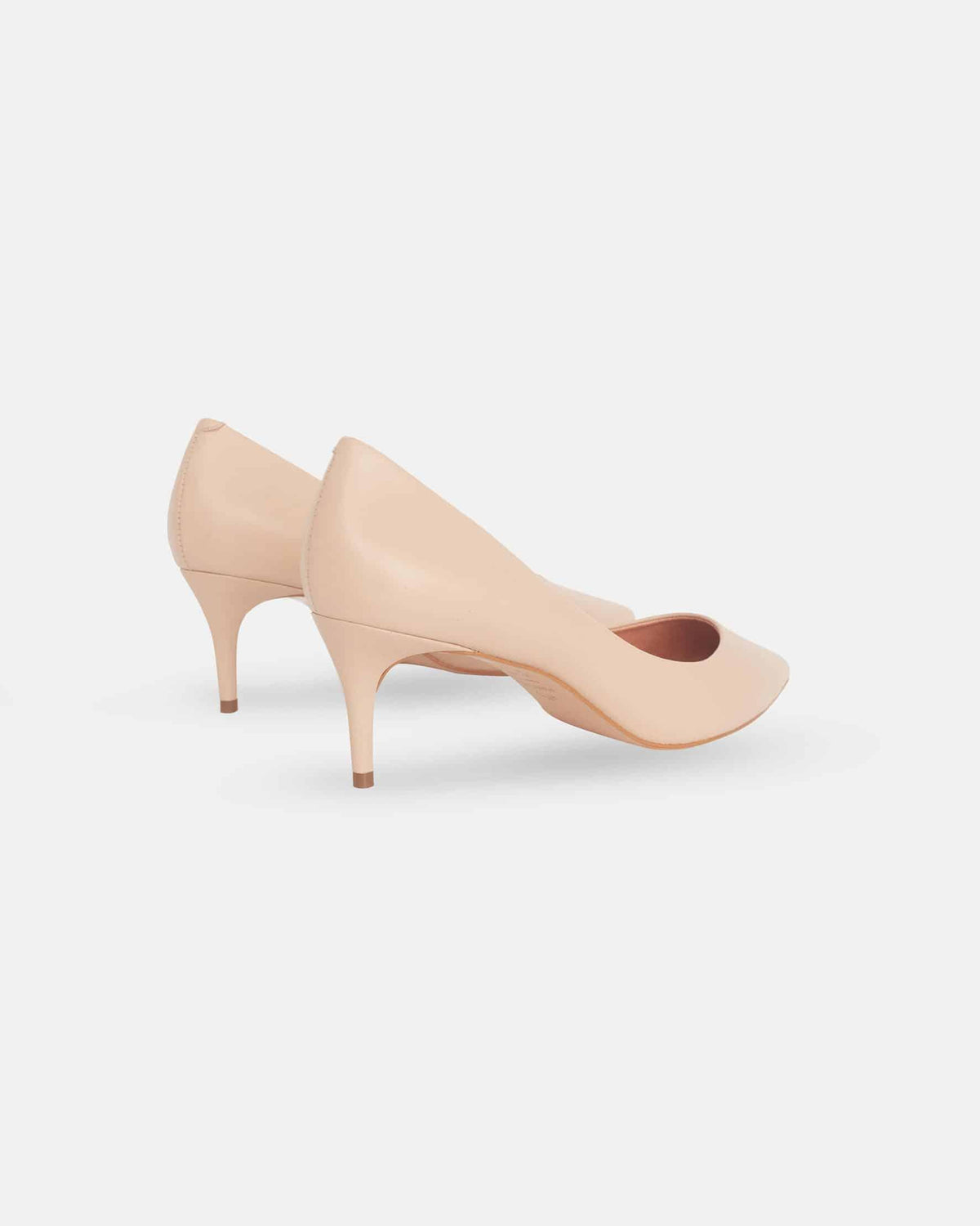 Mangará Atelier Beige Leather Medium Block Heel Pumps – Side View – SKU 16HCA1MBI37