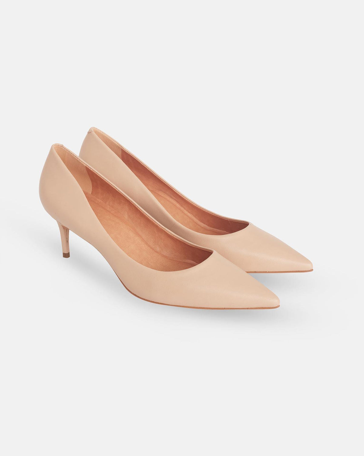 Mangará Atelier Beige Leather Medium Block Heel Pumps – Sole View – SKU 16HCA1MBI37