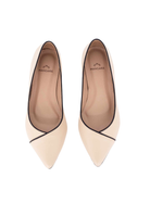 Mangara Atelier Ariri Beige Leather Pointed-Toe Ballet Flats with black piping - Pair view - SKU 103NVVA