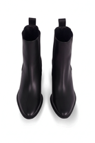 Canna black leather Chelsea ankle boots top view showing the webbing pull tabs