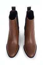 Canna brown leather Chelsea ankle boots top view showing the black webbing pull tabs