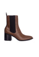 Mangara Atelier Canna Brown Leather Chelsea 6.5cm Block Heel Ankle Boots – Front view – SKU 138FA1VCA37