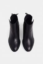 Attalea black leather ankle boots top view showing the pair from above