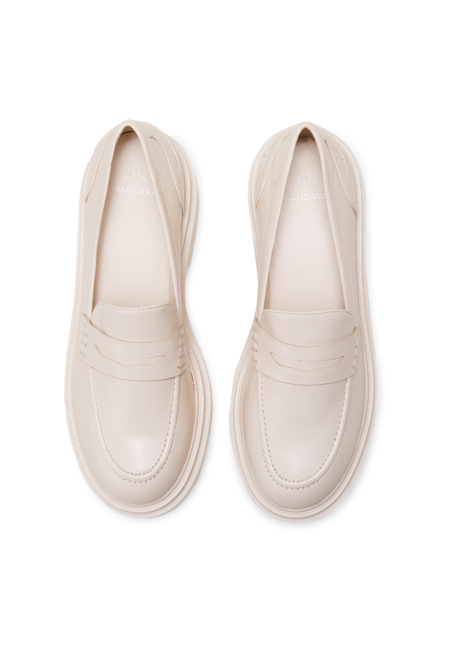 Mangara Atelier Carvalho Off-White Leather Chunky Platform Loafers - Top view - SKU 222A0341
