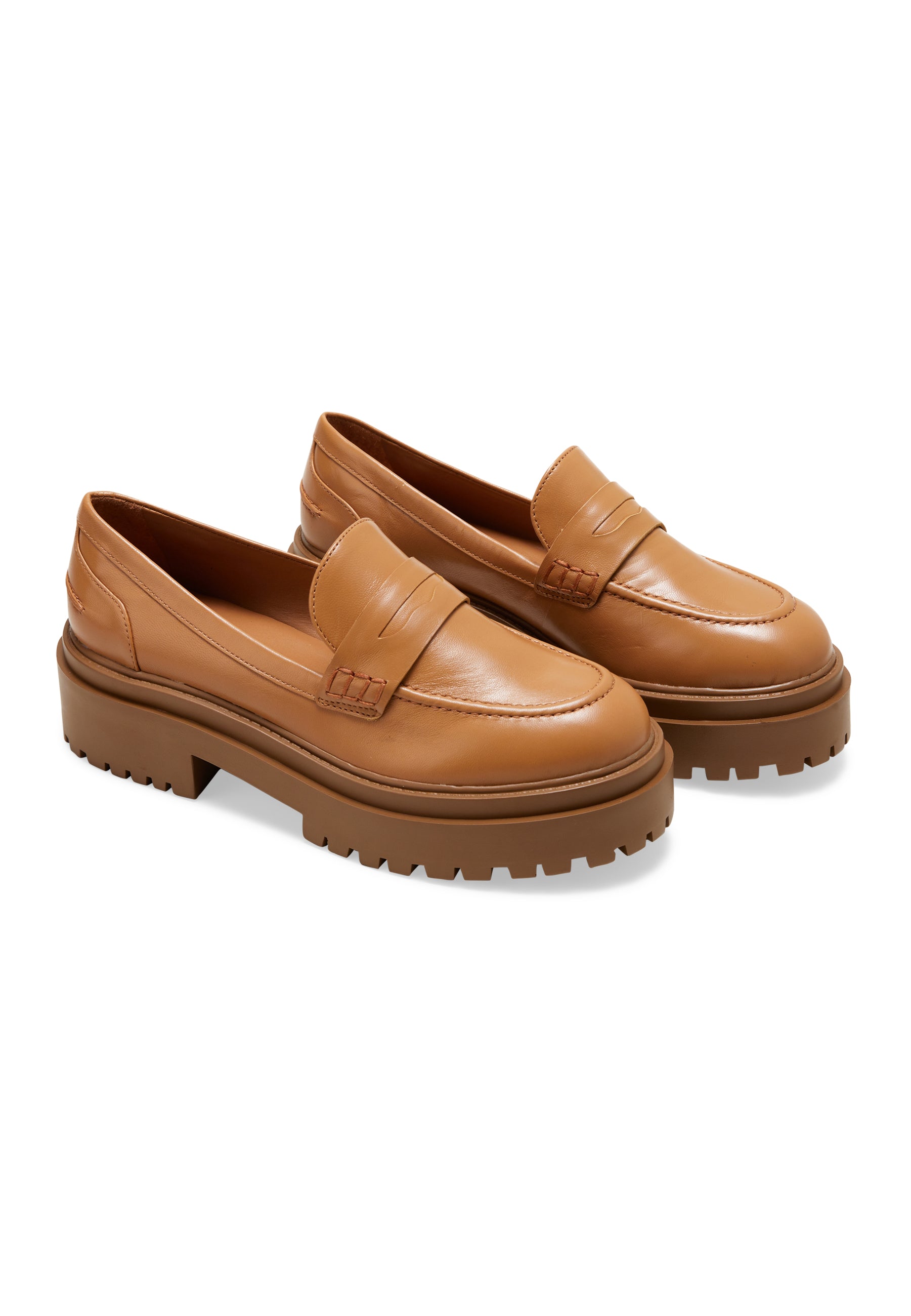 Mangara Atelier Carvalho Caramel Leather Chunky Platform Loafers - Pair view - SKU 222A0342