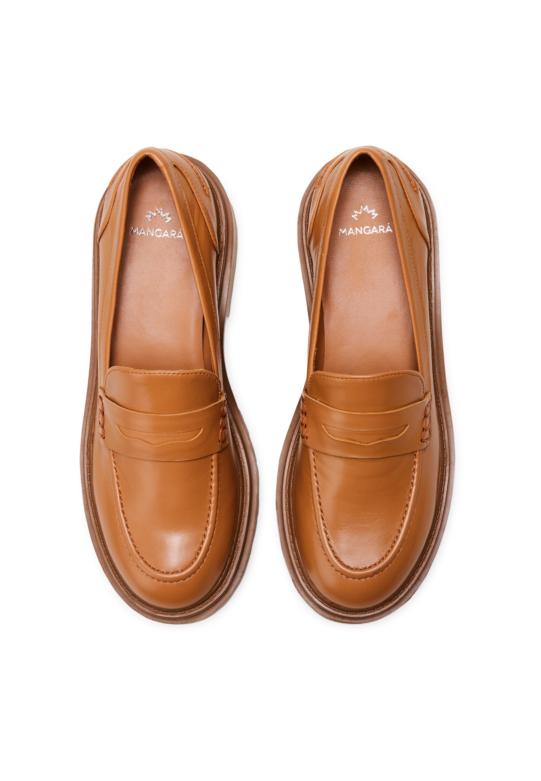 Mangara Atelier Carvalho Caramel Leather Chunky Platform Loafers - Top view - SKU 222A0342