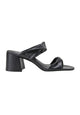 Mangará Atelier Xaxim Mules à talons blocs en cuir de chèvre noir – Vue de face – SKU 222A090237