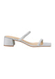 Mules à talon bloc bas Mangará Atelier en textile argenté – Vue de face – SKU 222A090537