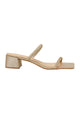 Mangará Atelier Gold Textile Low Block Heel Mules – Front View – SKU 222A090638
