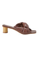 Mangará Atelier Carobá Chocolat Mules à talons blocs en cuir marron foncé – Vue de face – SKU 222A094337