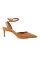Mangará Atelier Talons à bout pointu en cuir caramel - Vue de face - SKU 222A134238