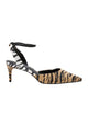 Talons à lanières en cuir de veau à imprimé animal Mangará Atelier - Vue de face - SKU 222A135037