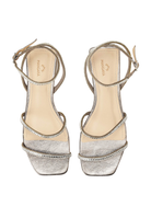 Mangara Atelier Aroeira Silver Leather Crystal Strap Flat Sandals - Top view - SKU 222B01AO