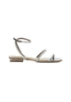 Mangara Atelier Aroeira Flache Ledersandalen mit silbernen Kristallriemen – Vorderansicht – SKU 222B01AO37