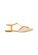 Mangará Atelier Acerola Natural Raffia Textile Flat Sandals – Front View – SKU 222E012438