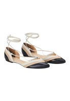 Mangara Atelier Cereja Beige and Black Colour Block Leather Tie-Up Flats - Pair view - SKU 222E0602
