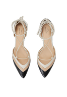 Mangara Atelier Cereja Beige and Black Colour Block Leather Tie-Up Flats - Top view - SKU 222E0602