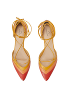 Mangara Atelier Cereja Red Colour Block Leather Tie-Up Flats - Top view - SKU 222E0610
