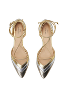 Mangara Atelier Cereja Gold Metallic Colour Block Leather Tie-Up Flats - Top view - SKU 222E0627