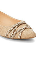 Close-up of the braided leather knot and raffia weave on Mangara Atelier Guarandi Ballet Flats - SKU 222E0726