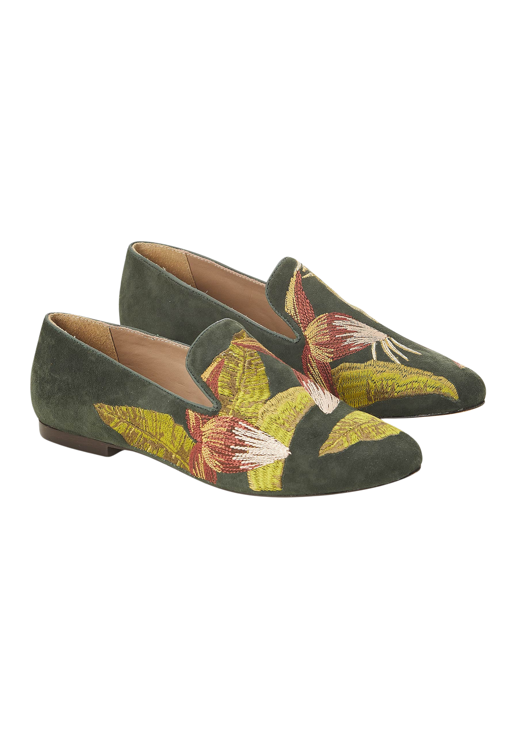 Mangara Atelier Canela Green Suede Embroidered Loafers - Pair view - SKU 222F0256