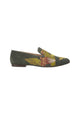 Mangara Atelier Canela Mocassins plats brodés en cuir suédé vert – Vue de face – SKU 222F025637