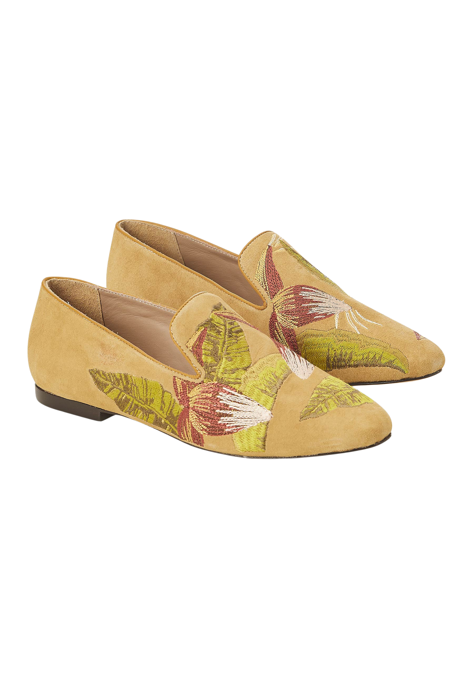 Mangara Atelier Canela Yellow Suede Embroidered Loafers - Pair view - SKU 222F0257