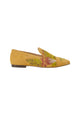 Mangara Atelier Canela Gelbe Wildleder-gestickte flache Loafer – Vorderansicht – SKU 222F025737