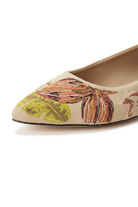 Close-up of the hand embroidery on Mangara Atelier Pindaiva Beige Suede Ballet Flats - SKU 222F0628