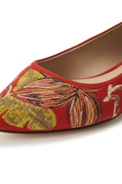 Close-up of the hand embroidery on Mangara Atelier Pindaiva Red Suede Ballet Flats - SKU 222F0658
