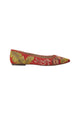 Mangará Atelier Ballet brodé en daim rouge Chaussures plates – Vue de face – SKU 222F065837