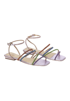 Mangara Atelier Arca Soft Purple Leather Multicolour Crystal Strap Flat Sandals - Pair view - SKU 222G0140BP