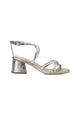 Mangara Atelier Bromelia Silver Leather 7cm Block Heel Sandals – Front view – SKU 222G01AE38