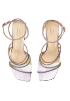 Mangara Atelier Arca Purple Leather Multicolour Crystal Strap Sandals 8cm heel - Pair view - SKU 222G01AP