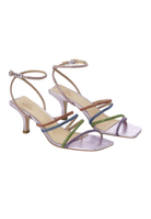Mangara Atelier Arca Purple Leather Multicolour Crystal Strap Sandals 8cm heel - Side view - SKU 222G01AP