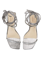 Mangara Atelier Aroeira Silver Leather Crystal Strap Sandals 8cm heel - Top view - SKU 222G01BO