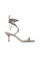 Mangara Atelier Aroeira silberne Leder-Sandalen mit offenem Zehenbereich und hohem Absatz, 8 cm – Vorderansicht – SKU 222G01BO37