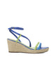 Mangará Atelier Blue Leather Espadrille Wedges – Front View – SKU 222G15AH37