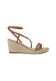 Espadrilles compensées en cuir marron Mangará Atelier – Vue de face – SKU 222G15AM40