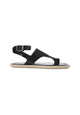 Sandales plates à anneau d'orteil en cuir noir Mangará Atelier – Vue de face – SKU 222G5AB37