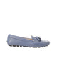Mangará Atelier Caviúna Mocassins Plats à Pompons en Cuir de Veau Bleu – Vue de Face – SKU 222H020438