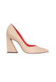 Mangará Atelier Talon bloc géométrique en cuir beige Escarpins – Vue de face – SKU 26CCA6MBI37