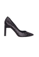 Mangara Atelier Callisia Black Brushed Leather Metal Stud 9.5cm High Heel Pumps – Front view – SKU 477PI1MBL37