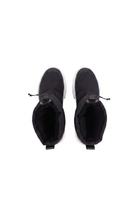Andira black nylon winter boots top view showing the black fleece lining and drawstring